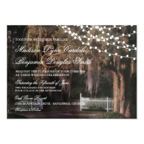 String of Lights Rustic Oak Wedding Invitations