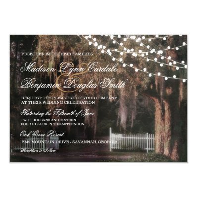 String of Lights Rustic Oak Wedding Invitations