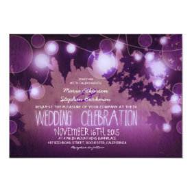 string of lights rustic purple wedding invitation 5