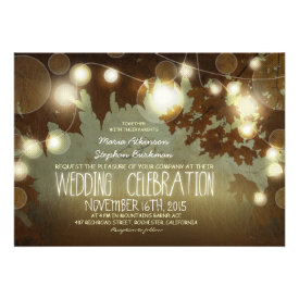 string of lights rustic wedding invitation