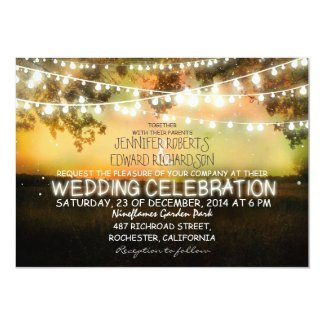 string of lights rustic wedding invitation invitation
