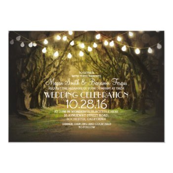 String Of Lights Trees Path Rustic Wedding Invites by jinaiji at Zazzle