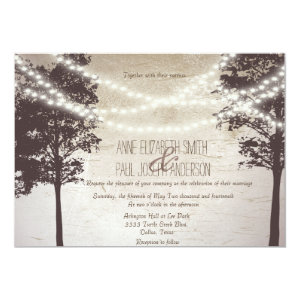 String of lights trees wedding invitations custom invitations