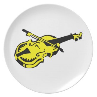 Stringed black yellow instrument violin bow image. plate