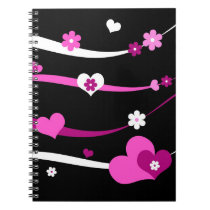 Strings of hearts and flowers notebooks