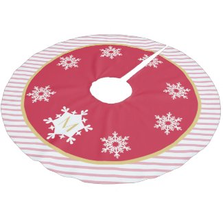 Stripe and Snowflake | Monogram Red Tree Skirt