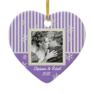 Stripe and Snowflakes Violet Christmas Ornament