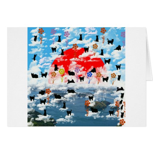 Stripe common coastal highway and cat greeting card