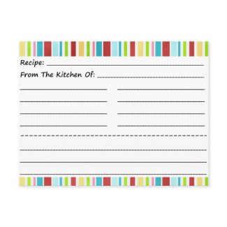 Stripe It Up Blank Recipe Cards postcard