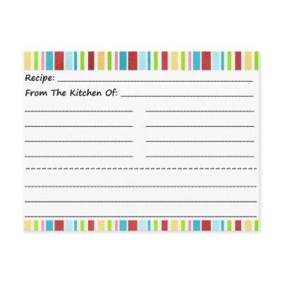Stripe It Up Blank Recipe Cards Post Cards