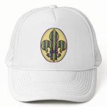 Stripe Mardi Gras Fleur de lis Mesh Hats