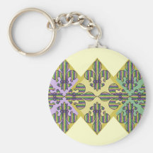Stripe Mardi Gras Fleur de lis Key Chain