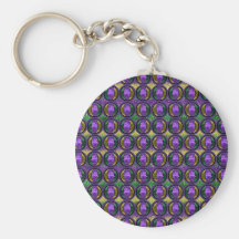 Stripe Mardi Gras Fleur de lis Keychain