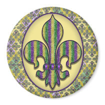 Stripe Mardi Gras Fleur de lis Magnet