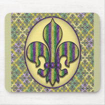 Stripe Mardi Gras Fleur de lis Mousepad