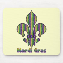 Stripe Mardi Gras Fleur de lis Mouse Pad