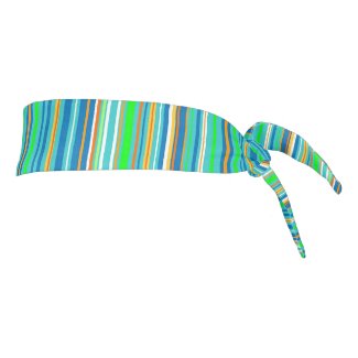 Stripe Pattern Blue Green Turquoise Tie Headband