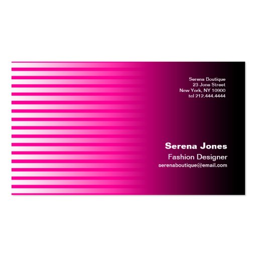 Stripe Pink Business Card (front side)