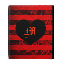 stripe punk black and red design monogram iPad cases