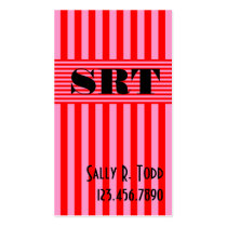 Stripe Red Pink business cards