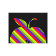 Striped Apple on Black wrappedcanvas