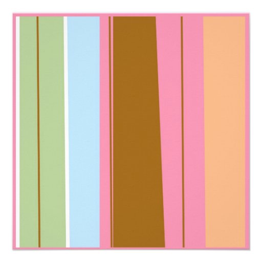 Striped baby girl teddy bear shower invitations
