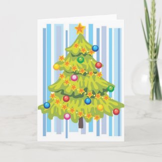 Striped Background Holiday Tree - Customizable card