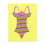 Striped Bathing Suit Postcard Striped Bathing Suit Postcard