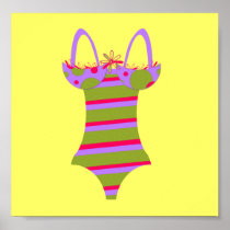 Striped Bathing Suit Posters