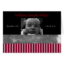 Striped Birth Announcement Greeting Card