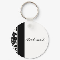 Striped black white and grey damask Wedding set keychains