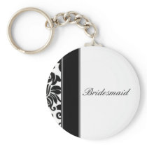 Striped black white and grey damask Wedding set Key Chains
