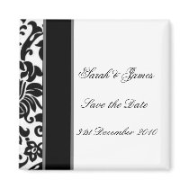 Striped black white and grey damask Wedding set Magnets