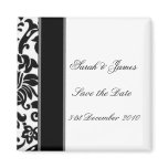 Striped black white and grey damask Wedding set magnets