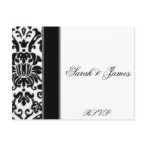 Striped black white and grey damask Wedding set Postcard