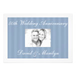 Striped Blue 50th Wedding Anniversary Invitations invitations