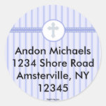 Striped Blue Cross Return Address Sticker
