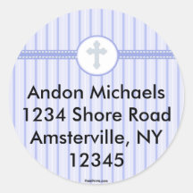 Striped Blue Cross Return Address Sticker