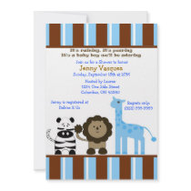 Striped Boy Safari Baby Shower Invitation