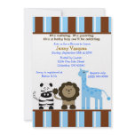 Striped Boy Safari Baby Shower Invitation