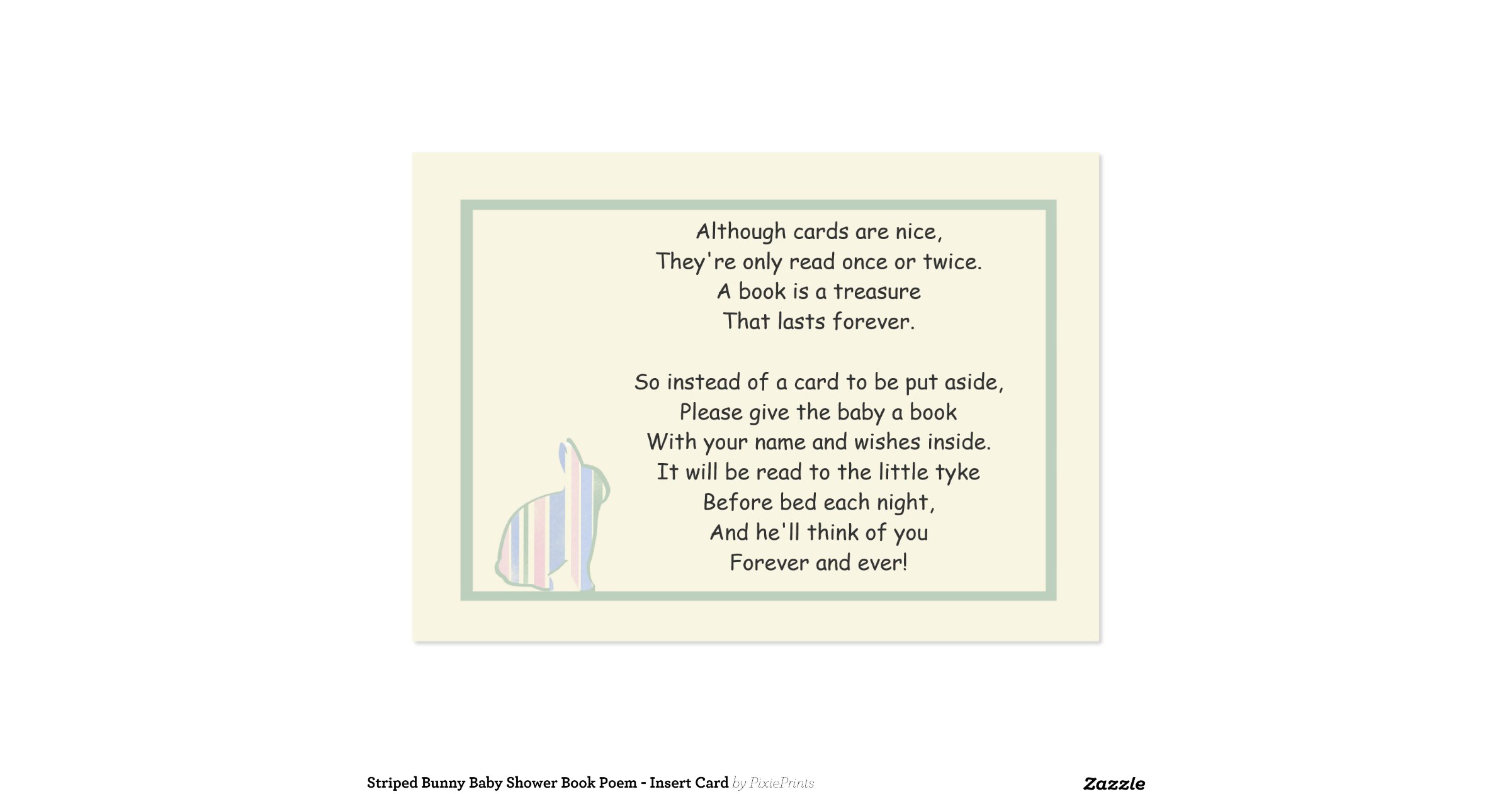 Striped Bunny Baby Shower Book Poem - Insert Card Large Business Cards (Pack Of 100) | Zazzle