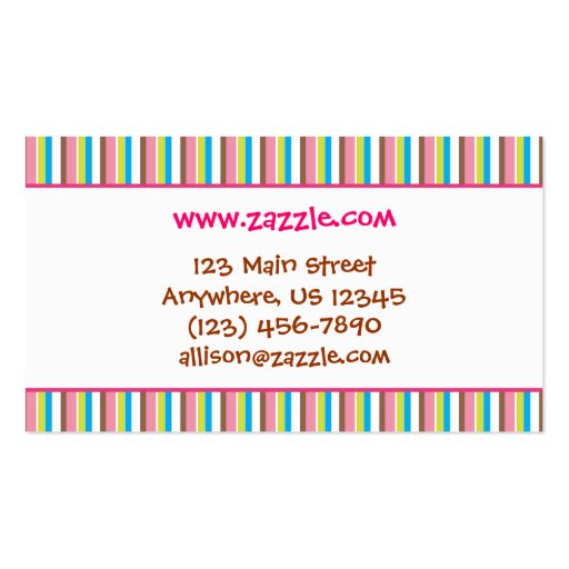 Striped Cupcake Calling Business Card (back side)