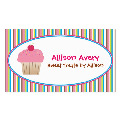 Striped Cupcake Calling Business Card (front side)