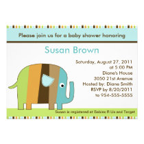 Striped Elephant Baby Shower Invitation invitations