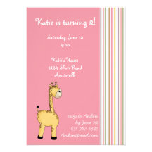 Striped Giraffe Pink Invitation..