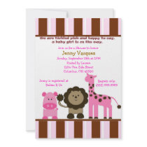 Striped Girl Safari Invitation