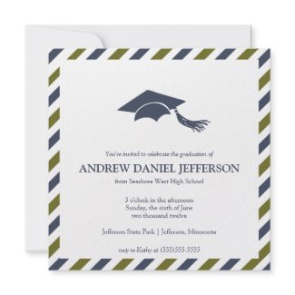 Striped Graduation Announcement Template invitation