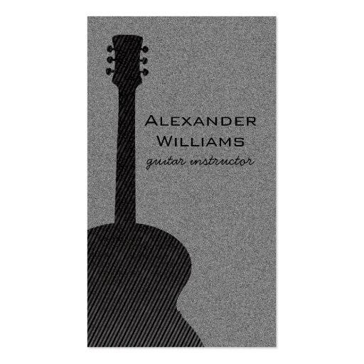 Striped Guitar Music Business Card, Black (front side)