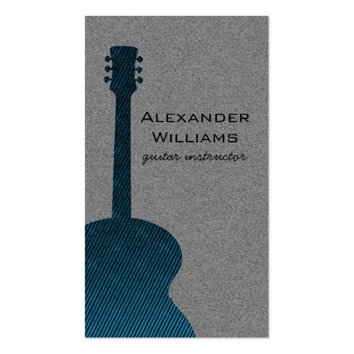 Striped Guitar Music Business Card, Blue (front side)