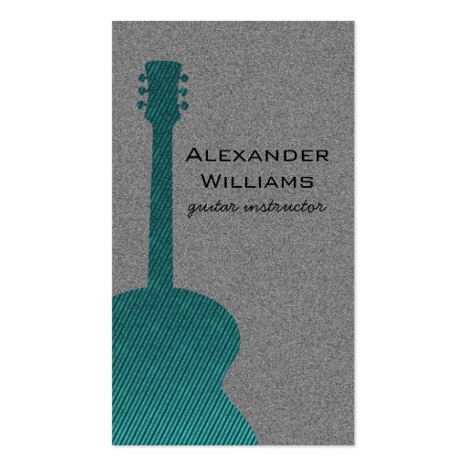 Striped Guitar Music Business Card, Teal (front side)